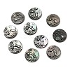 Natural Black Lip Shell Carved Cabochons SSHEL-B006-01B-C-1