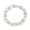 201 Stainless Steel Flat Round Link Chain Bracelets for Women Men BJEW-I316-08B-1
