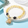 Natural Yellow Quartz Beaded Stretch Bracelets BJEW-JB10070-04-4