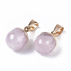 Top Golden Plated Natural Rose Quartz Pendants G-T131-03N-2