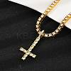 Alloy Full Crystal Rhinestone Christian Inverted Cross Pendant Necklaces NJEW-P333-01G-1