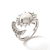 Natural Howlite Sun & Moon Open Cuff Rings RJEW-K241-01P-05-3