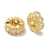 Brass Micro Pave Clear Cubic Zirconia Rondelle European Beads KK-L224-034G-1