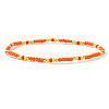 Summer Theme Glass Seed Bead & Brass Beads Stretch Bracelets MU3980-8-1