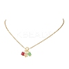3 Cube Faceted Glass Pendant 304 Stainless Steel Cable Chain Necklaces for Women NJEW-JN05711-02-1