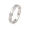 304 Stainless Steel Clear Cubic Zirconia Wave Finger Rings for Women RJEW-Z115-02P-1