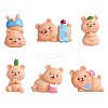 6Pcs Cute Resin Bear Figurines JX316A-1