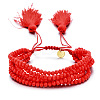 Faceted Glass Braided Bead Bracelets PS4906-1-1