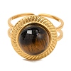 Round Natural Tiger Eye Finger Rings RJEW-Q822-33G-02-2
