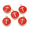 Brass Enamel Pendants KK-B027-02G-A-1