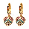 Heart Brass Micro Pave Clear Cubic Zirconia Hoop Earrings EJEW-F384-09G-4