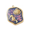 304 Stainless Steel Epoxy Resin with Natural Shell and Sequins Inside Pendants STAS-L026-17G-N04-1
