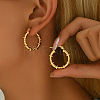 201 Stainless Steel Vine Pattern Hoop Earrings for Women LS-EX3433-1