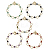 Natural Mixed Gemstone & Brass Open Jump Rings Link Bracelets for Women BJEW-JB14116-2