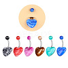 6Pcs 6 Colors Heart Acrylic Curved Barbell Belly Rings FS-WG8852E-01-2