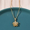 Brass Micro Pave Clear Cubic Zirconia Pendant 304 Stainless Steel Chain Necklaces for Women NJEW-D341-12C-G-3