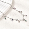 Brass Micro Pave Cubic Zirconia Teardrop Pendant Necklaces NJEW-B157-11P-2