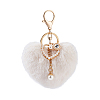 Fibre Heart Pom Pom Ball Keychain KEYC-WH0027-126A-1