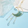 Wire Wrapped Natural Green Aventurine Chip & Brass Moon Pendant Decorations HJEW-JM01504-05-3