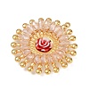 304 Stainless Steel and Resin Flower Pendants STAS-R170-03G-02-2