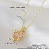 Brass Pave Pink Resin Rose Heart with Sword Pendant Necklaces for Women FS-WG476F5-13-1