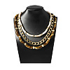 Resin Curved Tube & Plastic & Alloy Twisted Chain 3 Layer Necklaces NJEW-Q038-02G-5