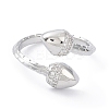 Clear Cubic Zirconia Double Acorn Open Cuff Rings RJEW-G287-01P-2