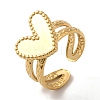 Ion Plating(IP) 304 Stainless Steel Heart Open Cuff Rings for Women RJEW-H136-02G-1