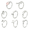 8Pcs 8 Styles Alloy Cuff Rings RJEW-CJ0001-02-8