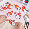 8Pcs Baseball with Fire Polyester Computerized Embroidery Cloth Iron on/Sew on Patches PATC-HY0002-01-4