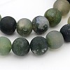 Frosted Round Natural Moss Agate Beads Strands G-J338-04-8mm-1