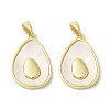 Brass Pave Shell Pendants KK-I708-08A-G-1