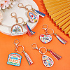 5Pcs 5 Colors Teachers' Day Wooden Keychains AJEW-SP0001-41A-4