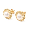 Flower Brass Micro Pave Clear Cubic Zirconia Stud Earrings EJEW-A135-24G-4