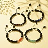 4Pcs 4 Style Natural Lava Rock & Mixed Stone Braided Bead Bracelets Set for Women BJEW-TA00115-2