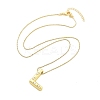 Brass & Plastic Pearl Letter Pendant Box Chain Necklaces for Women NJEW-U017-01G-12-3