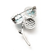 Crystal Rhinestone Clover Lapel Pin with ABS Pearl Beaded JEWB-I019-06P-4