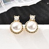 Round Brass Micro Pave Clear Cubic Zirconia Stud Earrings EJEW-A135-26G-1