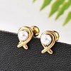 304 Stainless Steel Imitation Pearl Stud Earrings STAS-E502-03G-2
