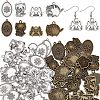 80Pcs 8 Style Tibetan Style Alloy Pendant Enamel Settings TIBEP-CA0001-11-1