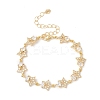 Clear Cubic Zirconia Star Link Chains Bracelet BJEW-I301-03G-1