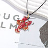 Alloy Enamel Lobster Pendant Waxed Cord Necklaces NJEW-P335-01G-1