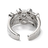 Rack Plating Brass Micro Pave Cubic Zirconia Open Cuff Rings RJEW-Q777-14P-2