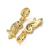 Brass Pave Clear and Black Cubic Zirconia Owl European Dangle Charms KK-A265-09B-G-2