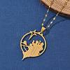 201 Stainless Steel Hollow Star with Prayer Pendant Necklaces for Ramadan & Eid Mubarak NJEW-D318-04G-2