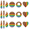 12Pcs 6 Styles Pride Rainbow Theme Resin & Walnut Wood Pendants WOOD-FS0001-32-1