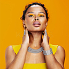 Plastic Teardrop Dangle Earrings & Multi Layer Necklace & Multi-strand Bracelet & 2Pcs Stainless Steel Clip on Nose Rings SJEW-FI0001-32C-7