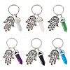 6Pcs 6 Style Alloy Hamsa Hand/Hand of Miriam Pendant Keychain AJEW-DC0001-35-1