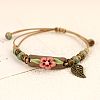 Adjustable Handmade Porcelain Flower Beads Braided Beads Bracelets WGFB2A7-03-1