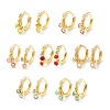 Star Cubic Zirconia Hoop Earrings with Flat Round Drop EJEW-P196-19G-1